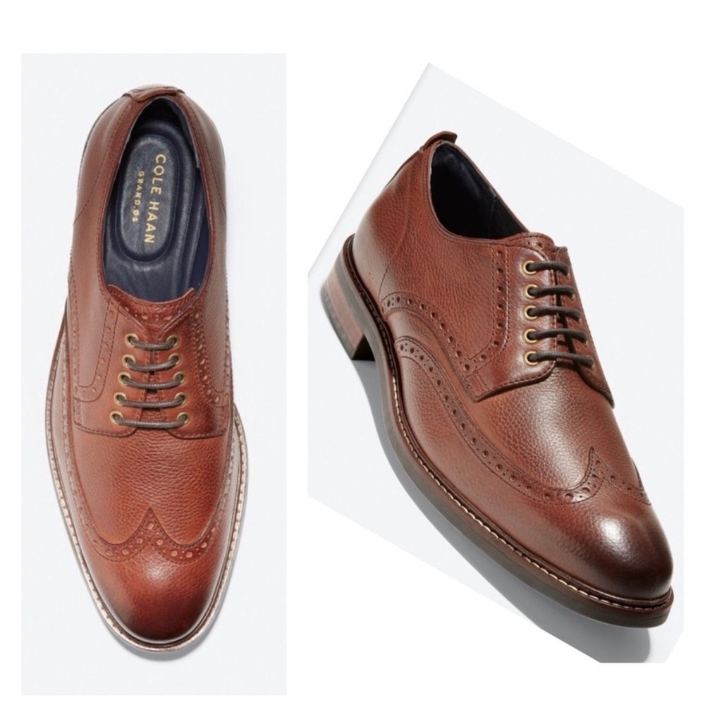 Cole Haan Watson Wingtip Oxford Mens 11 Brown Leather Brogue Dress Shoes EUC